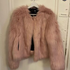 7 For All Mankind Blush Pink Faux Fur Jacket